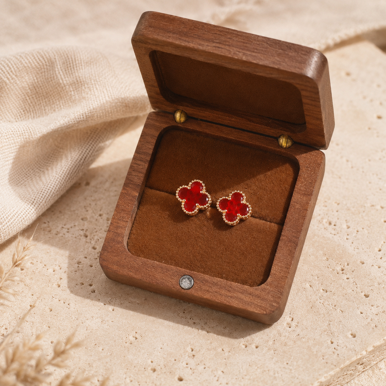 Fortuna Clover Stud Earrings – Sterling Silver jewelry by Curia Pieces, view 4