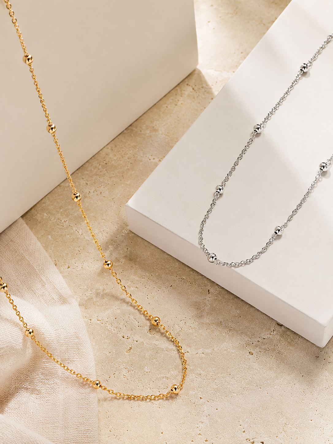 Luna Beaded Chain Necklace – Sterling Silver jewelry by Curia Pieces