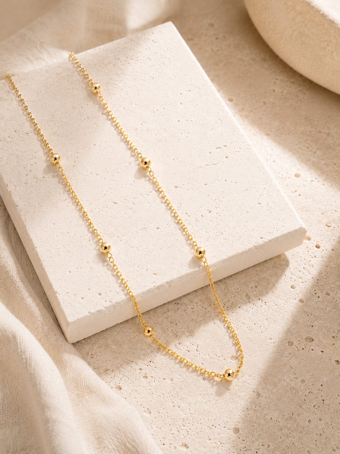 Luna Beaded Chain Necklace – Sterling Silver jewelry by Curia Pieces, view 4