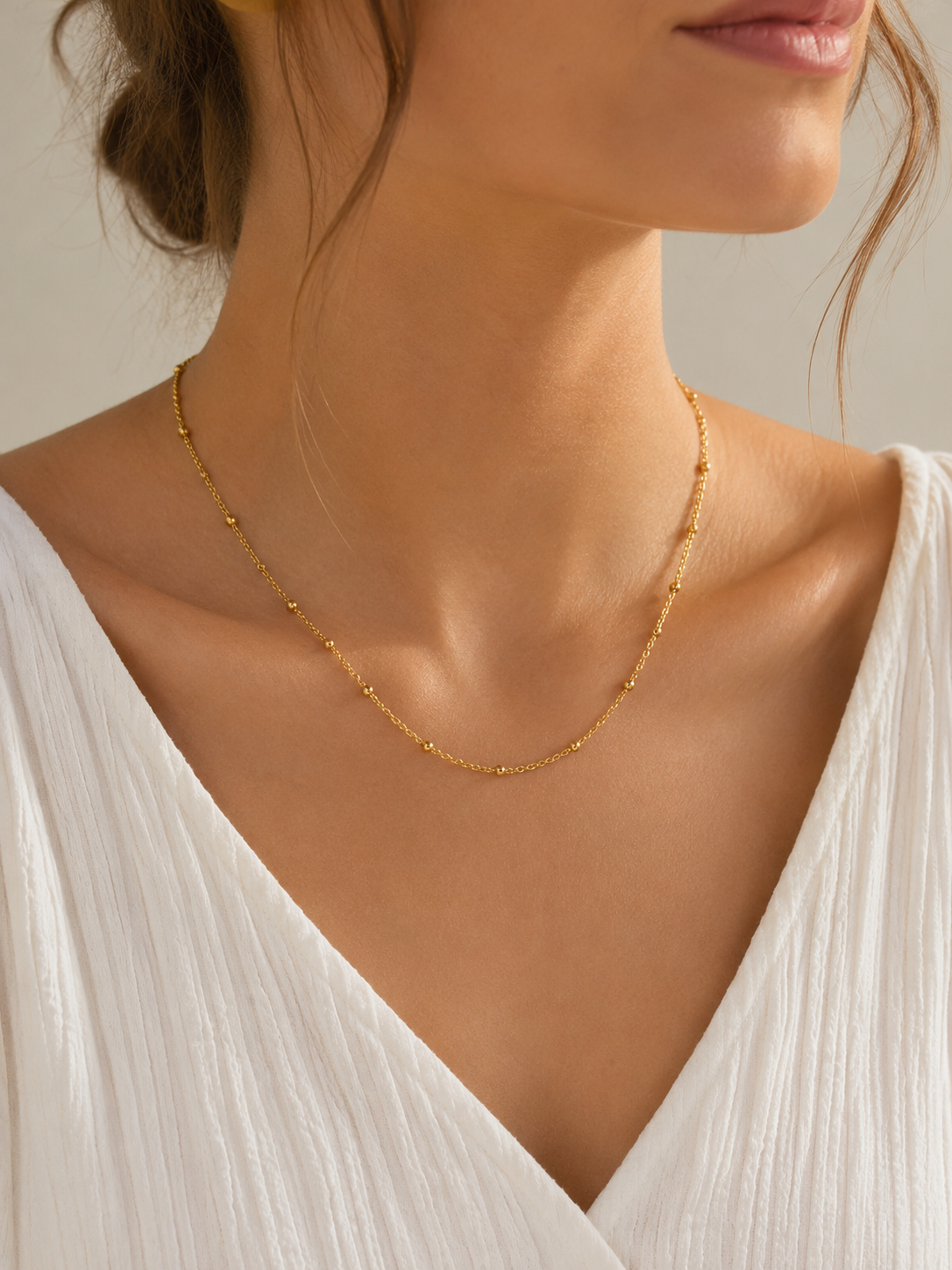 Luna Beaded Chain Necklace – Sterling Silver jewelry by Curia Pieces, view 2