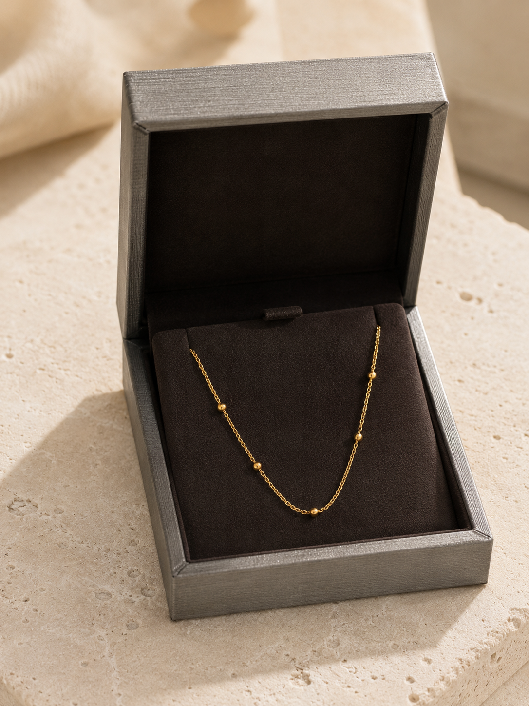 Luna Beaded Chain Necklace – Sterling Silver jewelry by Curia Pieces, view 5