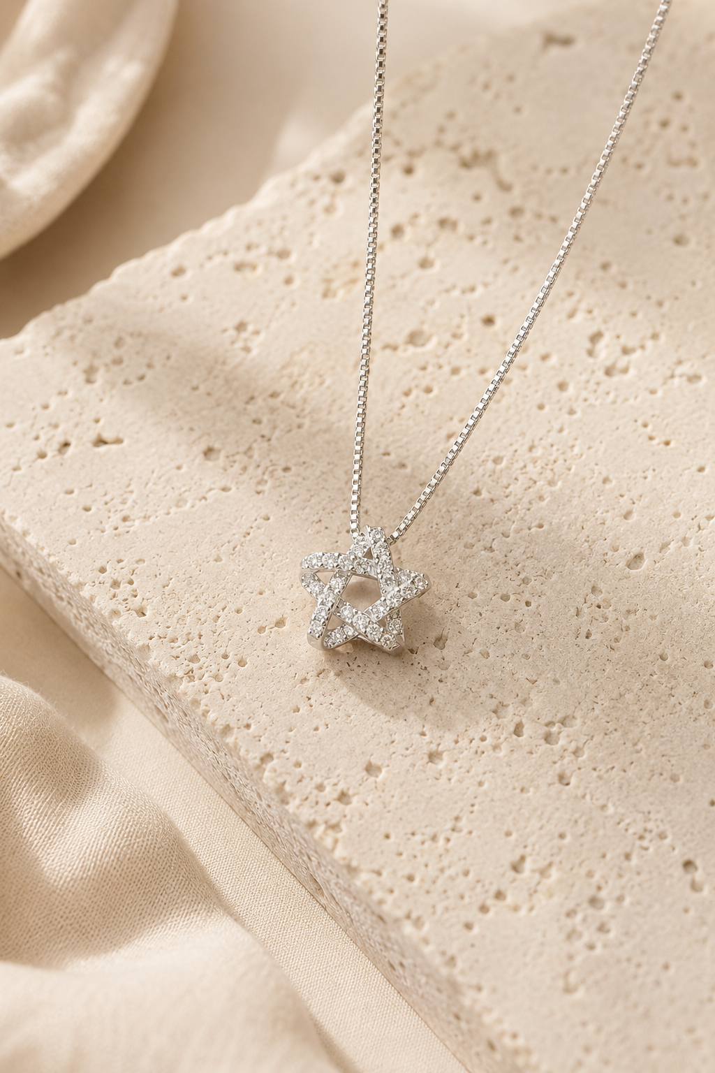 Selene Zircon Star Necklace – Sterling Silver jewelry by Curia Pieces, view 3