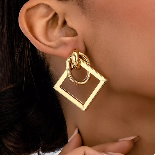Cressida Square Hoop Earrings – 18K Gold-Plated jewelry by Curia Pieces, view 2