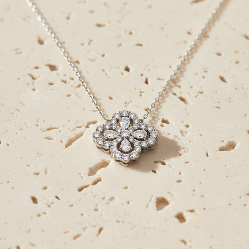 Odette Moissanite Clover Necklace – Sterling Silver jewelry by Curia Pieces