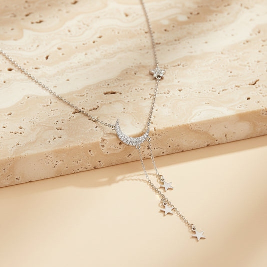 Noor Star & Moon Necklace – Sterling Silver jewelry by Curia Pieces