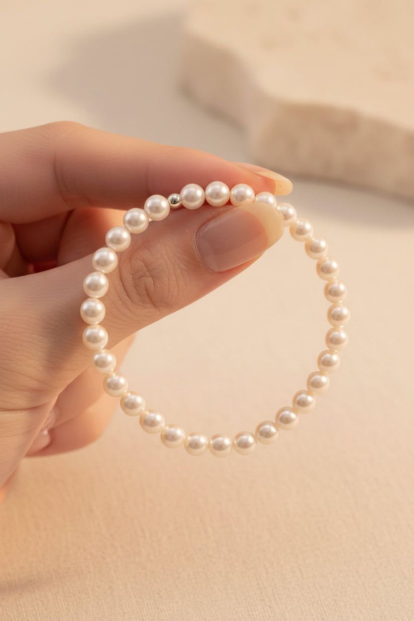 Faye Pearl Beaded Bracelet – Sterling Silver jewelry by Curia Pieces, view 4
