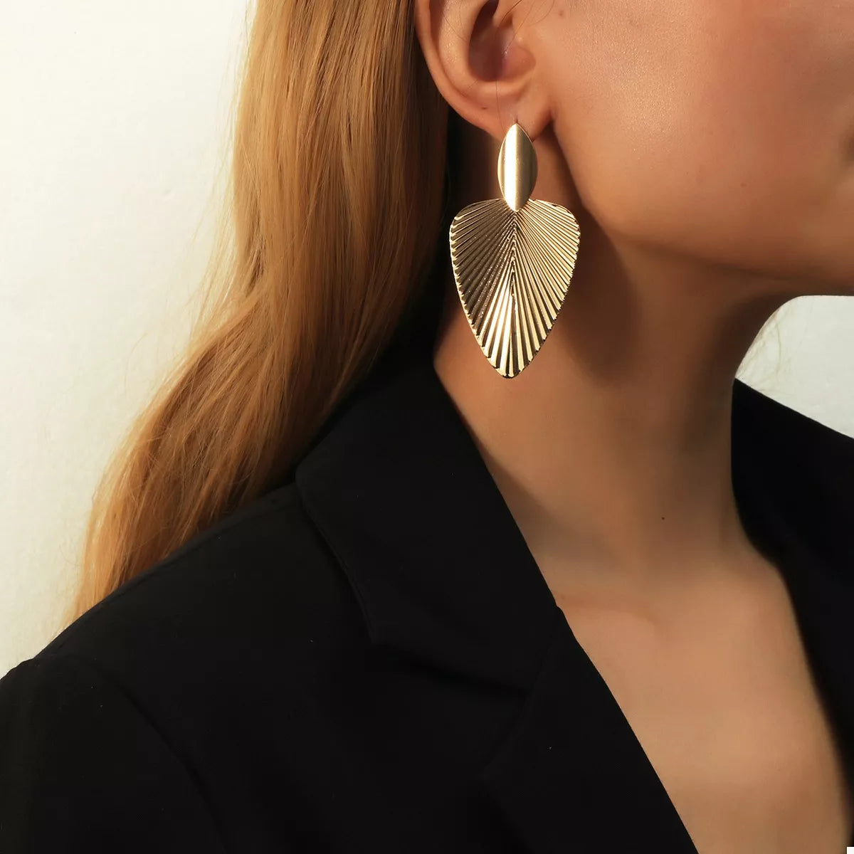 Thea Leaf Dangle Earrings – 18K Gold-Plated jewelry by Curia Pieces, view 2
