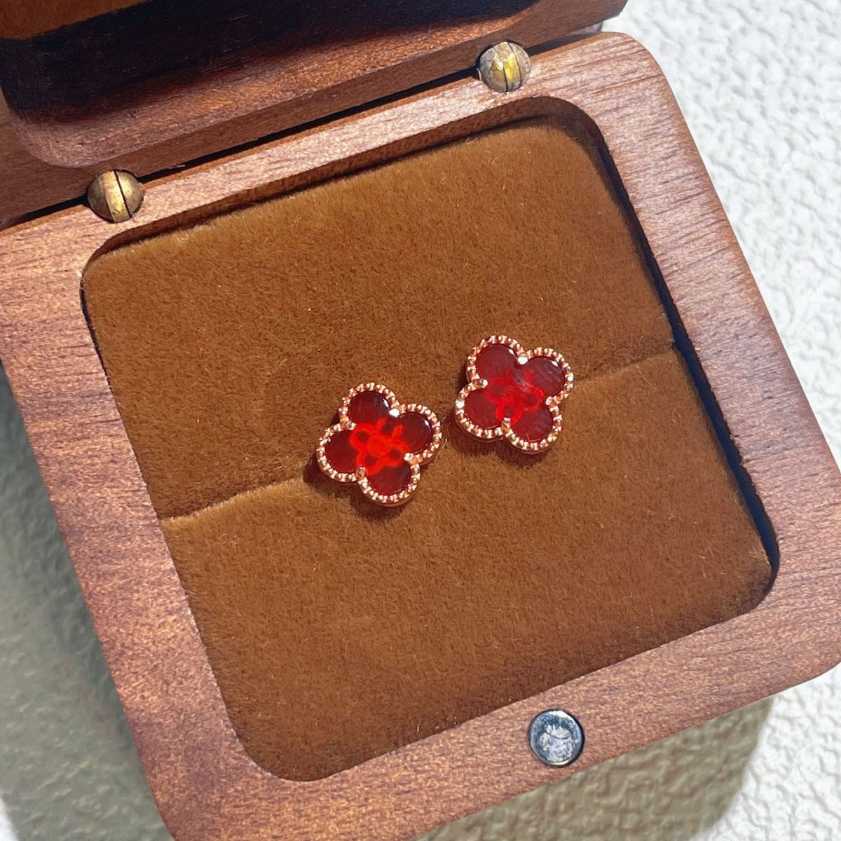 Fortuna Clover Stud Earrings, four-leaf clover stud earrings by Curia Pieces