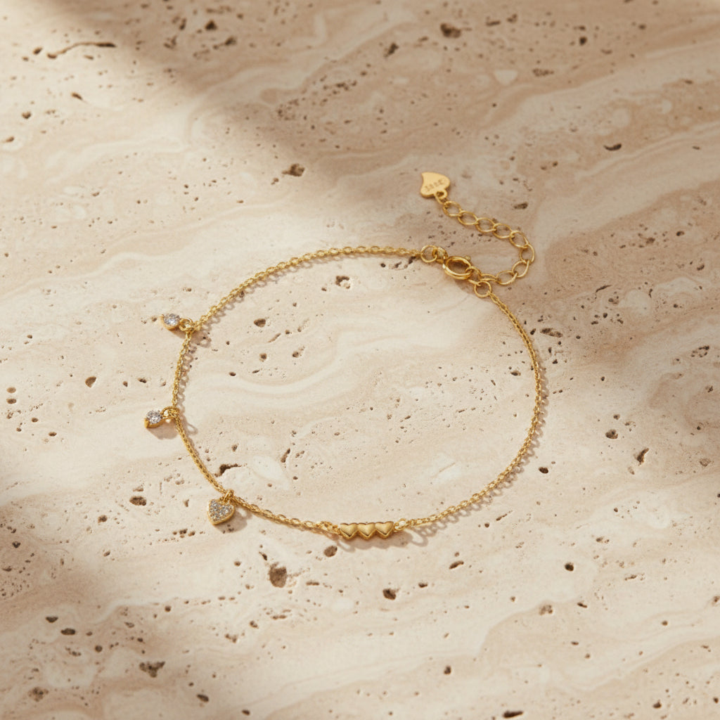 Marlowe Heart Charm Bracelet – 18K Gold-Plated jewelry by Curia Pieces, view 6