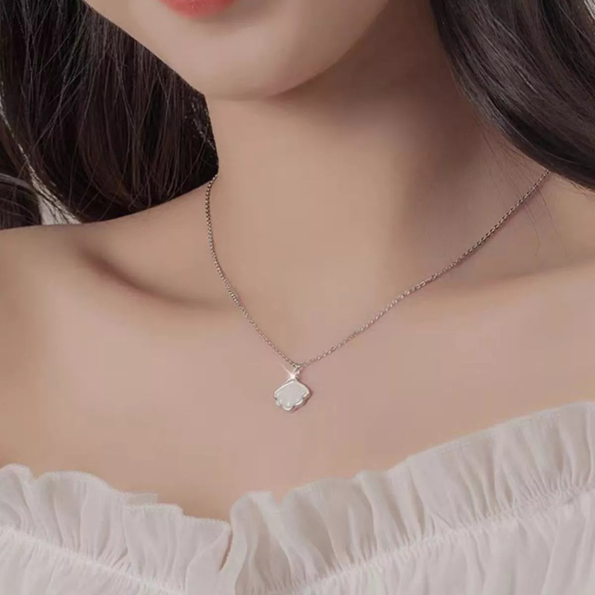 Marina Shell & Zircon Necklace, shell and zircon pendant by Curia Pieces