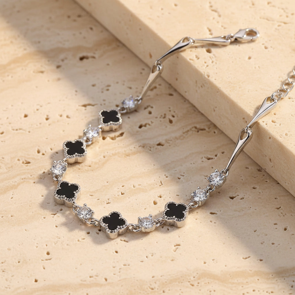 Talia Clover Charm Bracelet – Sterling Silver jewelry by Curia Pieces, view 4