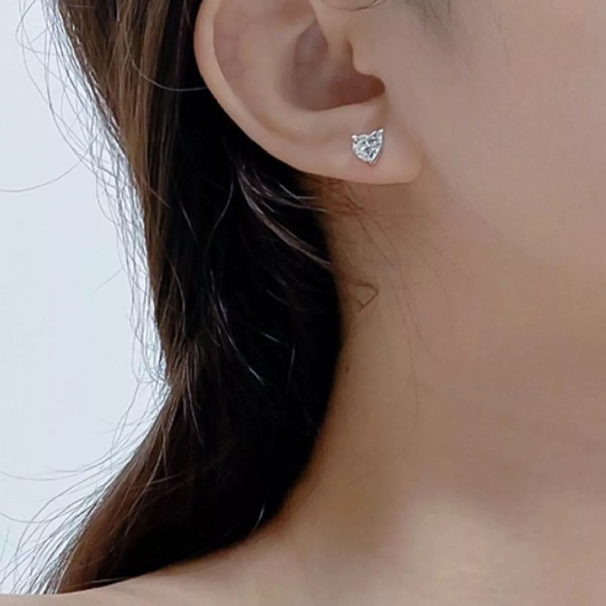 Adore Moissanite Heart Earrings, 2-carat moissanite heart earrings by Curia Pieces