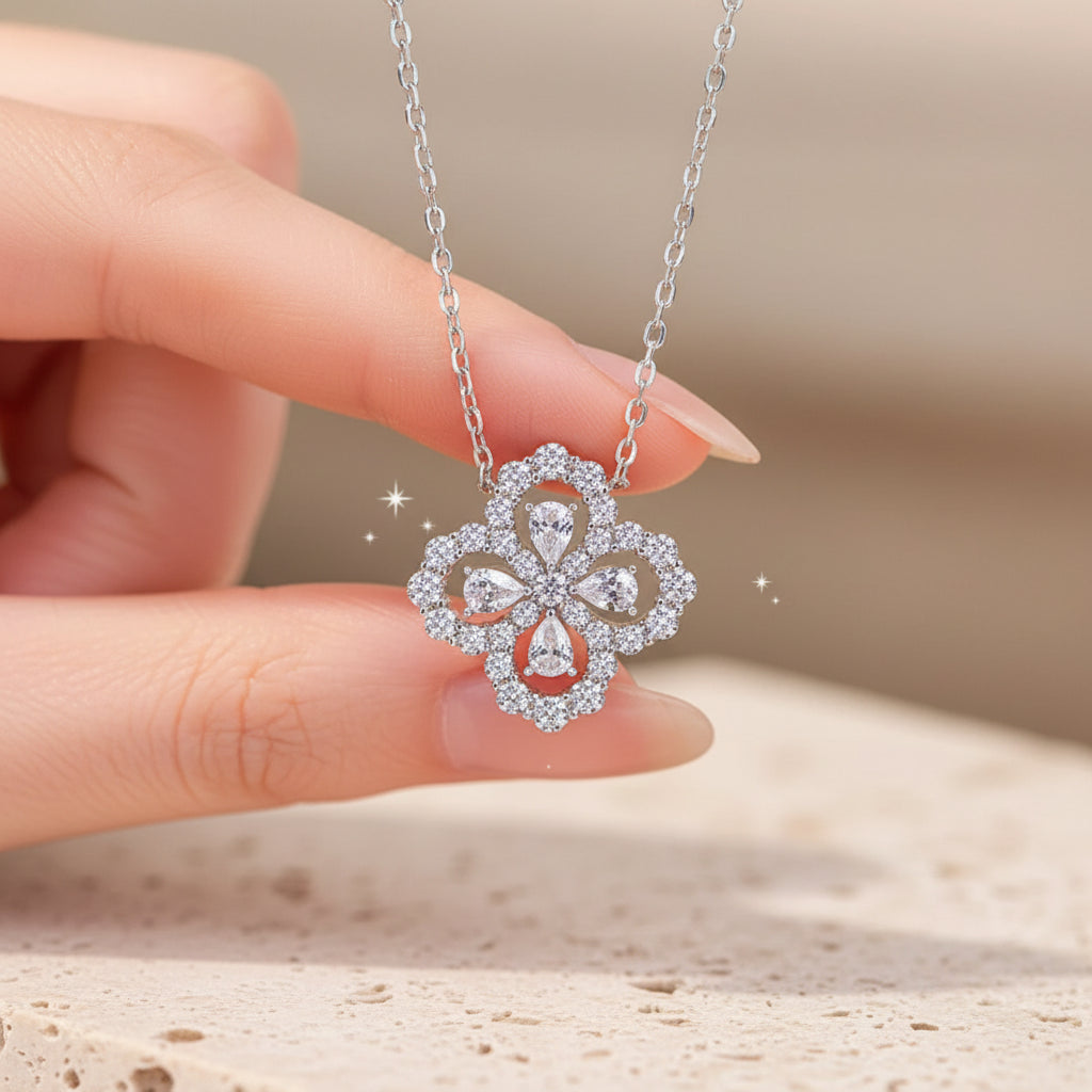 Odette Moissanite Clover Necklace – Sterling Silver jewelry by Curia Pieces, view 3