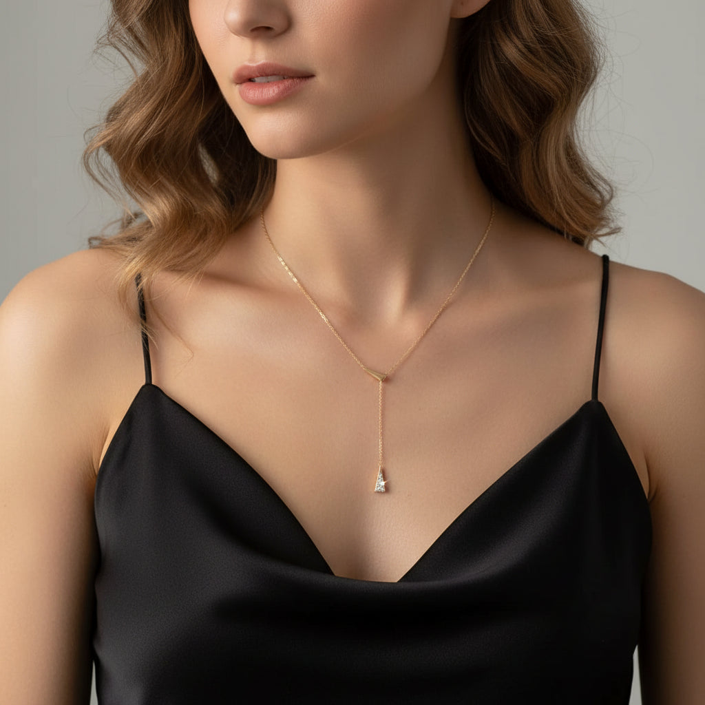 Wren Triangle Y Necklace – Sterling Silver jewelry by Curia Pieces, view 5