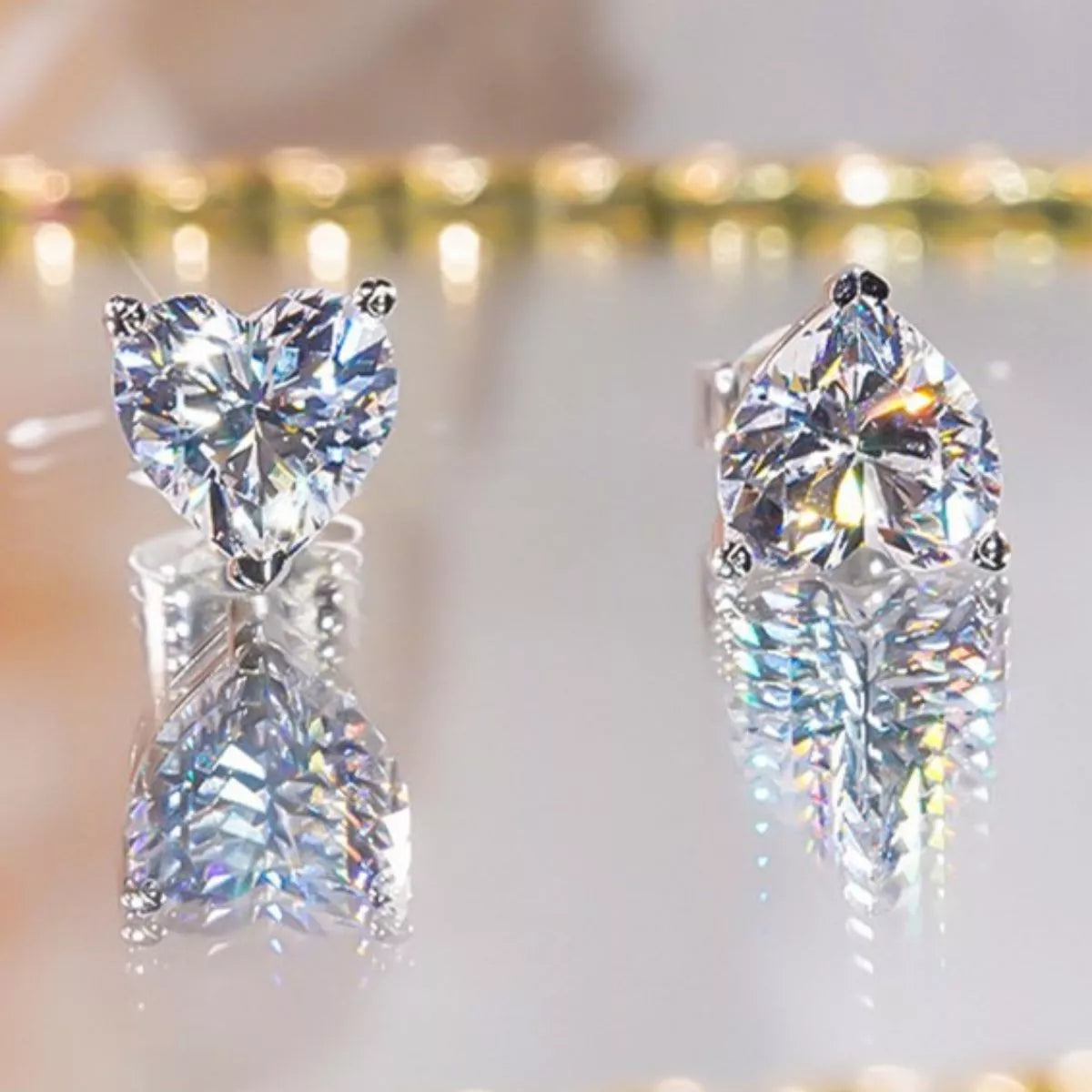 Adore Moissanite Heart Earrings, 2-carat moissanite heart earrings by Curia Pieces