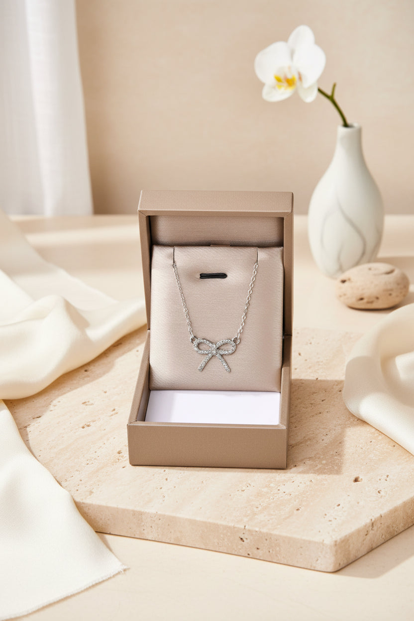 Mireille Bow Pendant Necklace – 18K Gold-Plated jewelry by Curia Pieces, view 5